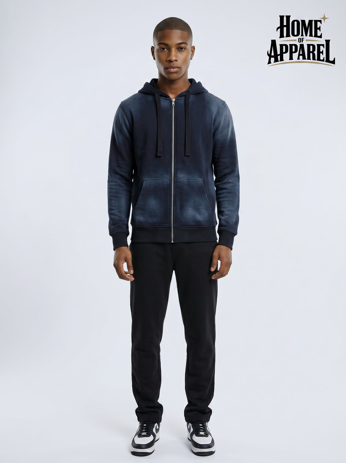 Premium Black Sun Faded Full Zip Hoodie