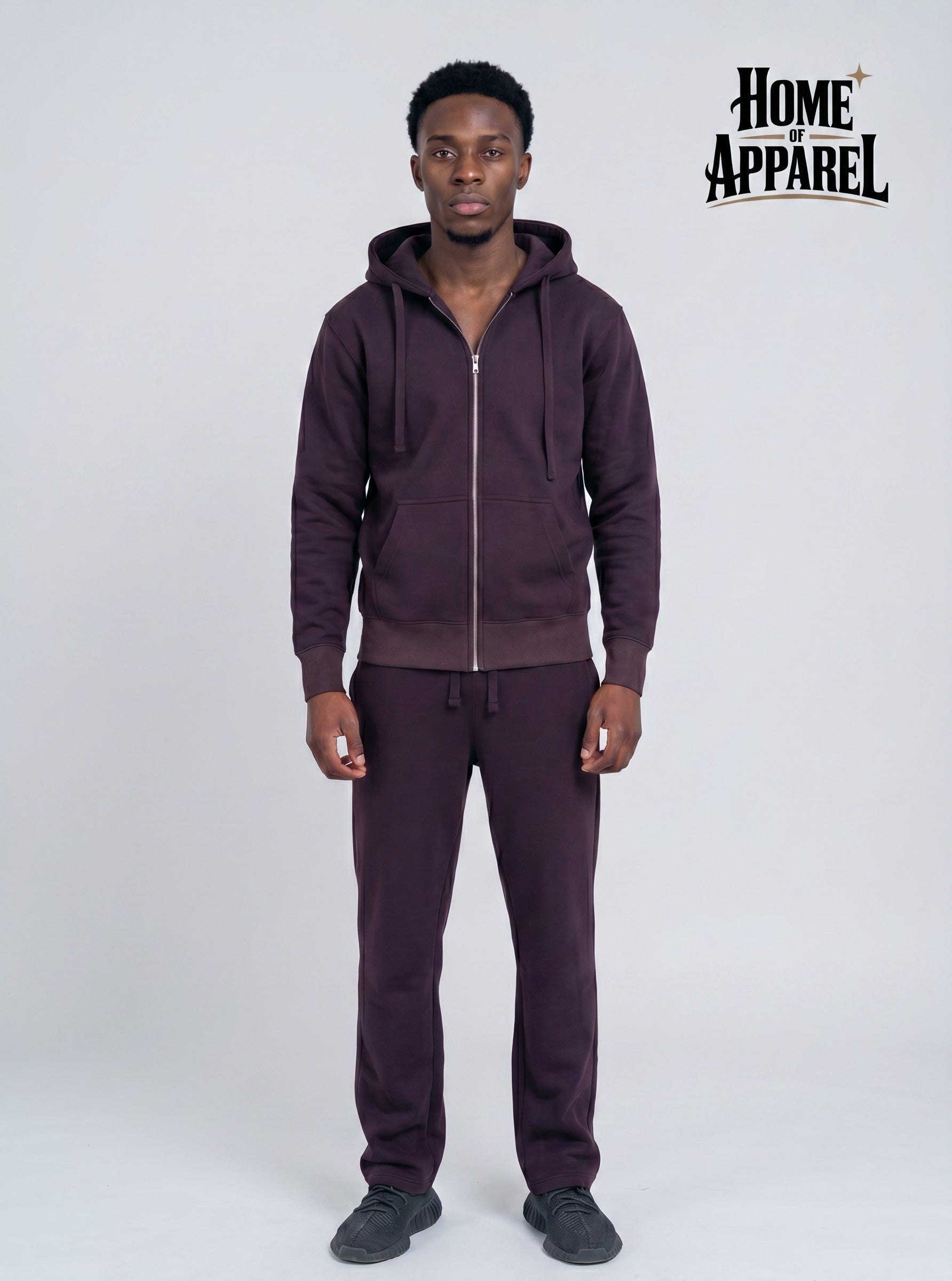 Dark Brown Sweatsuit - Full Zipper Heavy weight Cotton Fleece