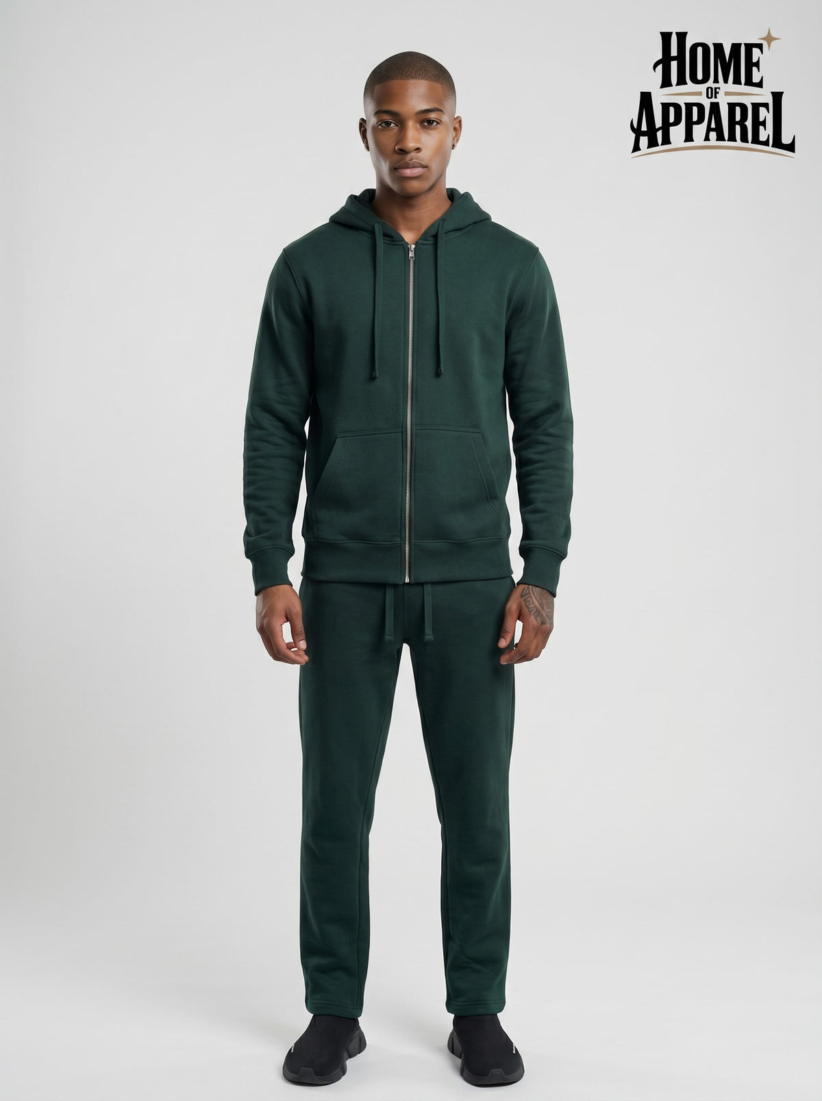Green Sweatsuit - Full Zipper Cotton Fleece