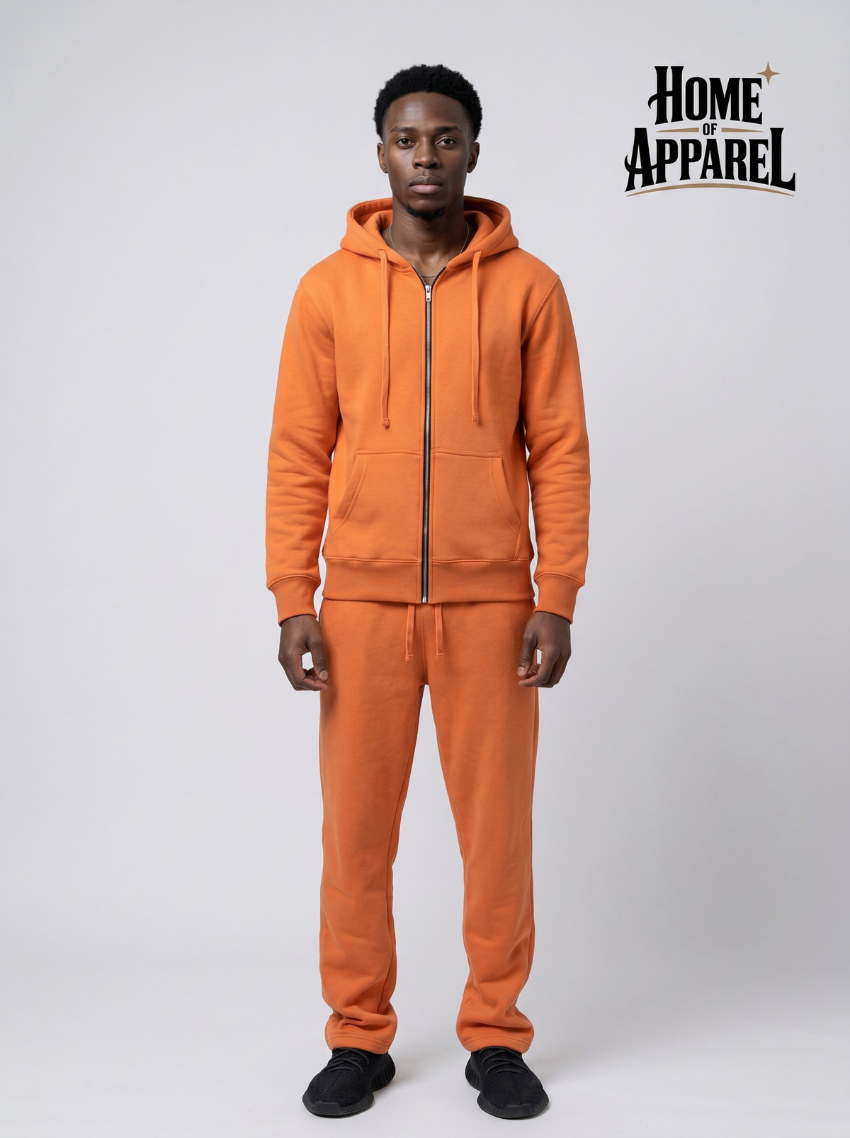 Orange Sweatsuit - Full Zipper Cotton Fleece