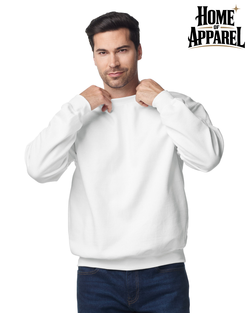 Gildan 18000 white unisex crewneck sweatshirt
