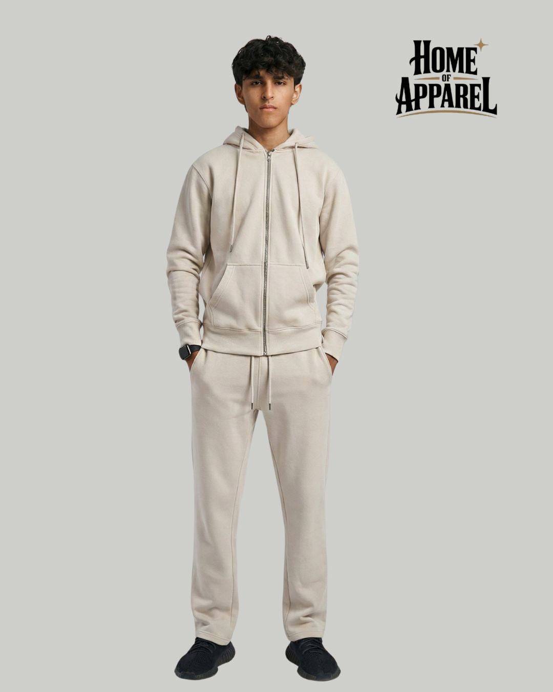 Sand Sweatsuit - Heavy Weight Cotton Fleece with Full Zipper