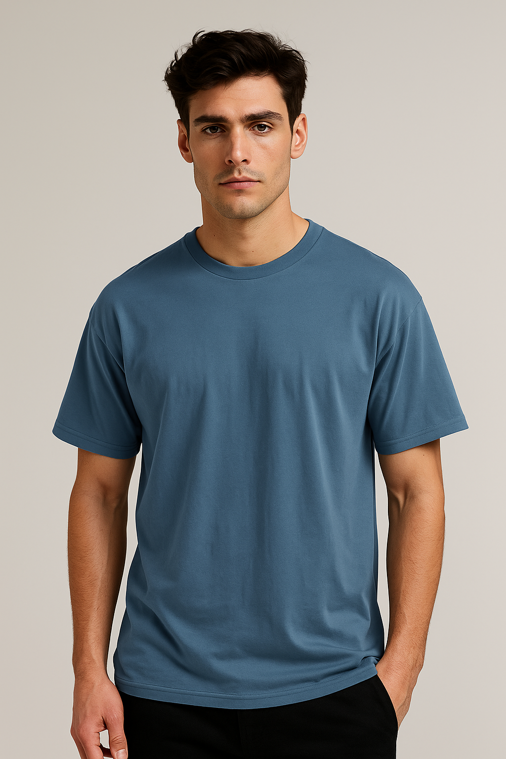 round Neck blue t-shirt for men