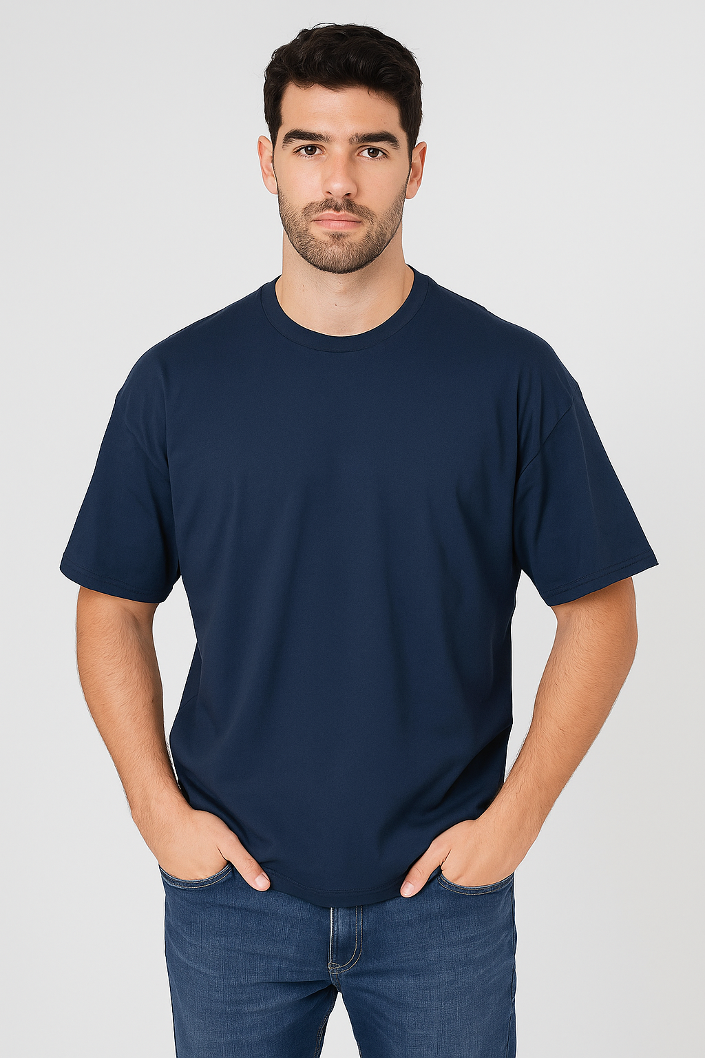 round neck navy blue t-shirt 
