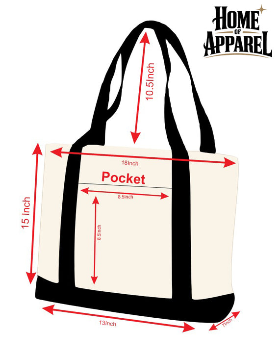 Heavy Duty self standing Canvas Tote Bag 1063– Beige with Black Bottom & Straps, Zipper Closure, Multi-Compartment