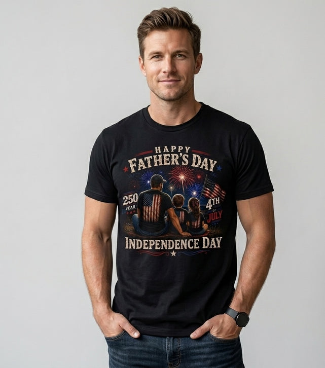 Happy Father’s Day & 4th of July Independence Day T-Shirt – 250 Years Celebration Graphic Tee