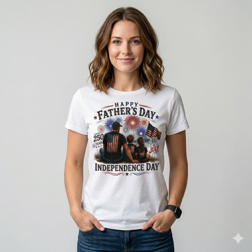 Happy Father’s Day & 4th of July Independence Day T-Shirt – 250 Years Celebration Graphic Tee