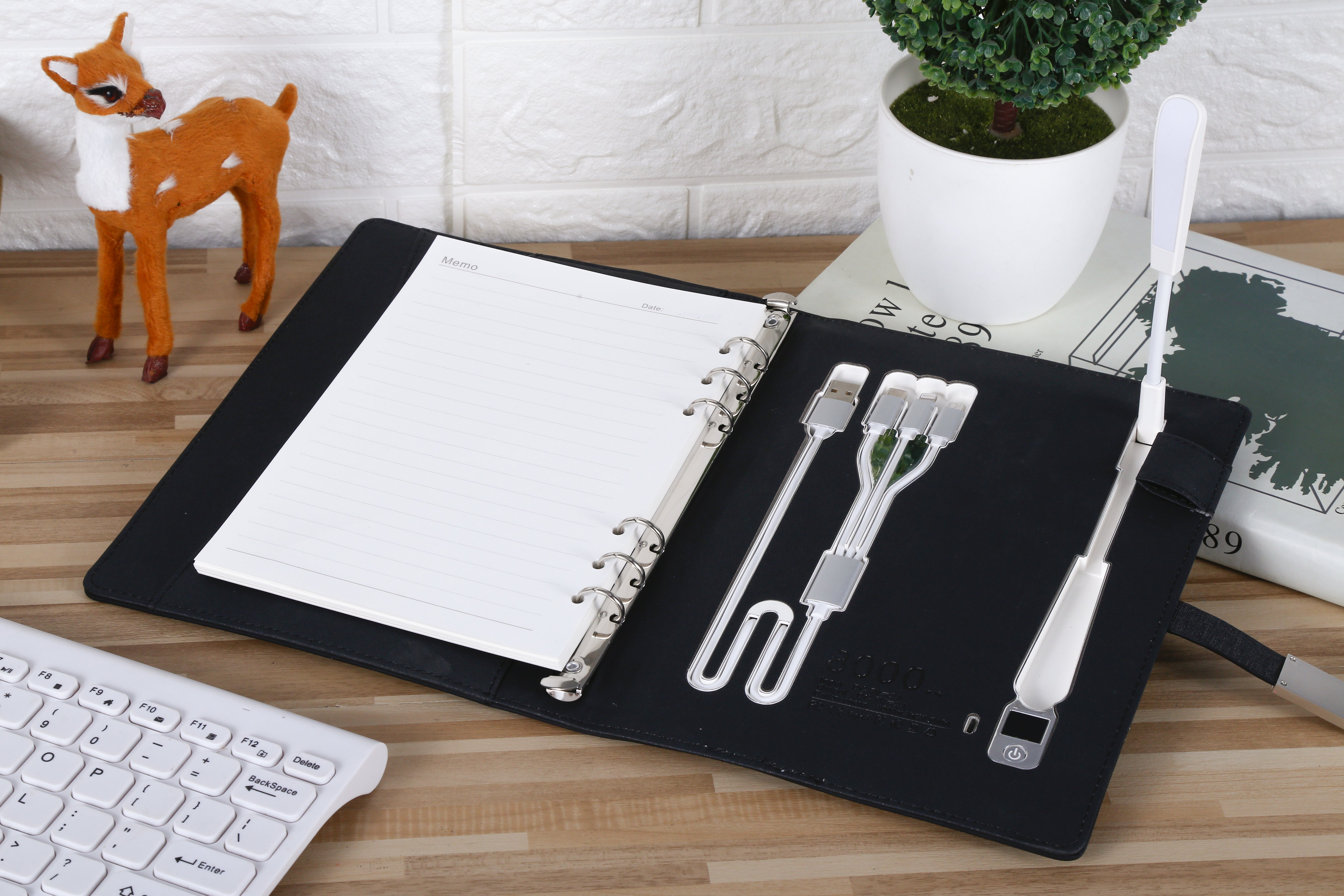 Smart Notebook 2026-2027, Wireless Charger, Power Bank, LED Light, USB & Card Slots