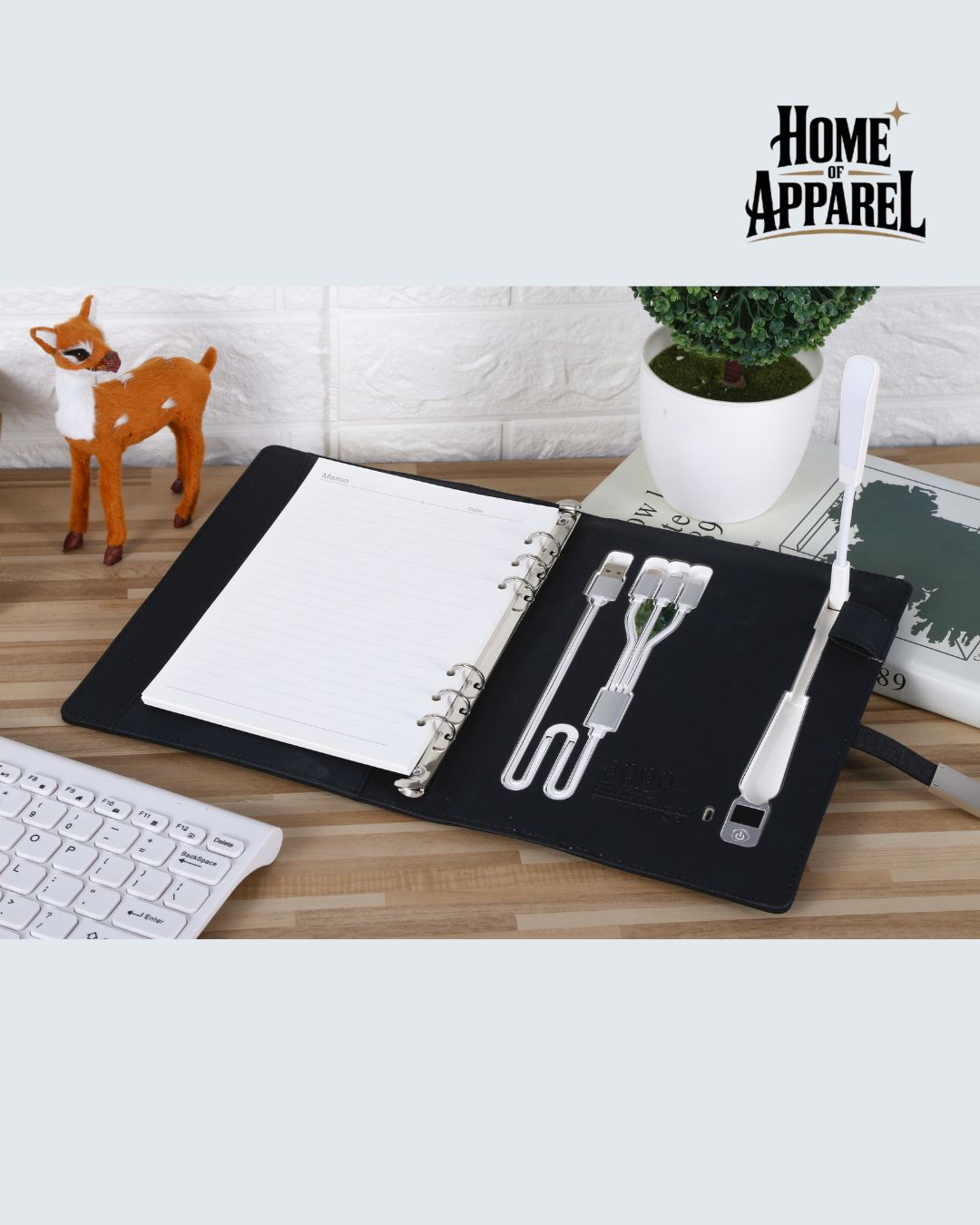 Smart Notebook 2026-2027, Wireless Charger, Power Bank, LED Light, USB & Card Slots