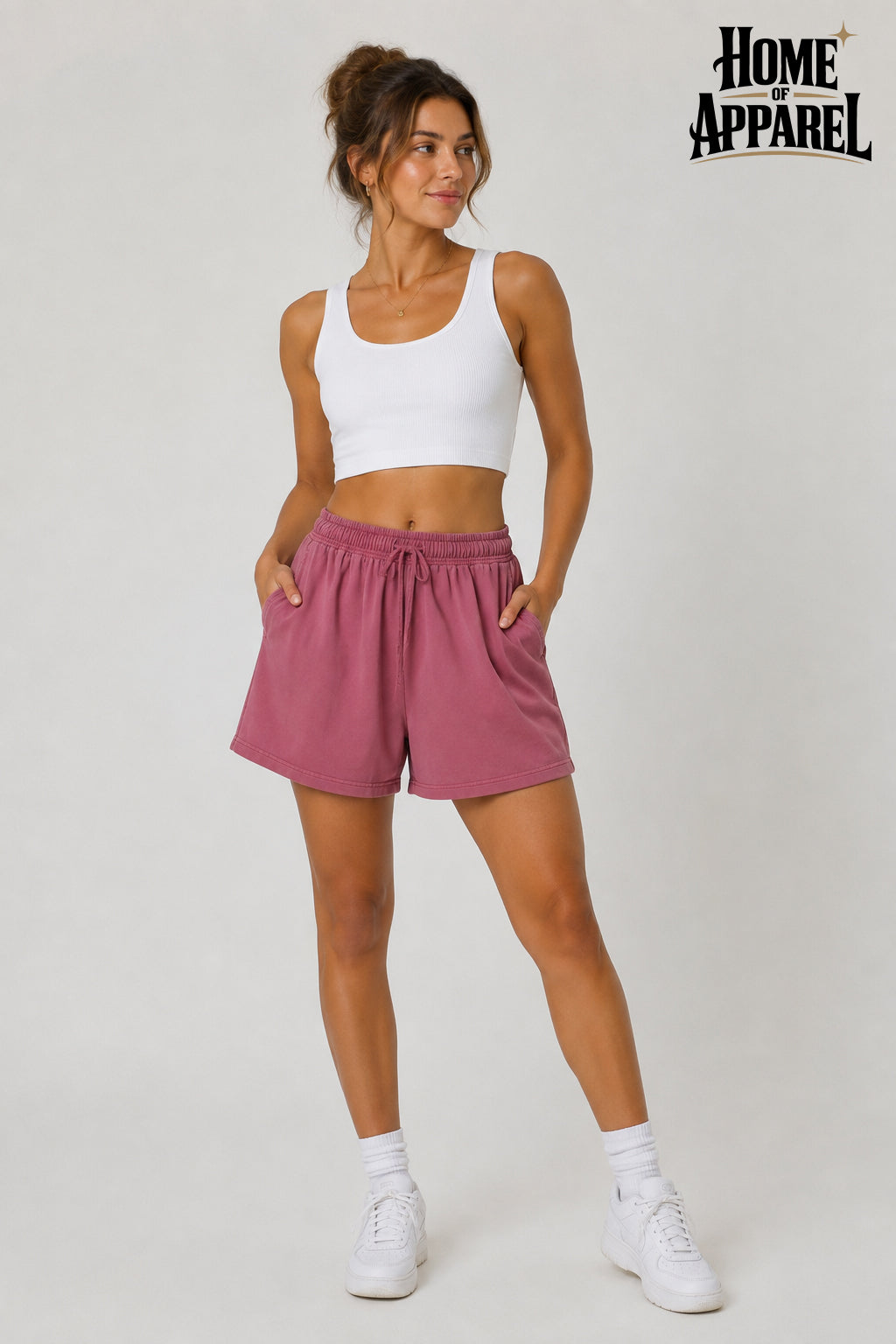 Stone-washed 100% cotton French terry shorts