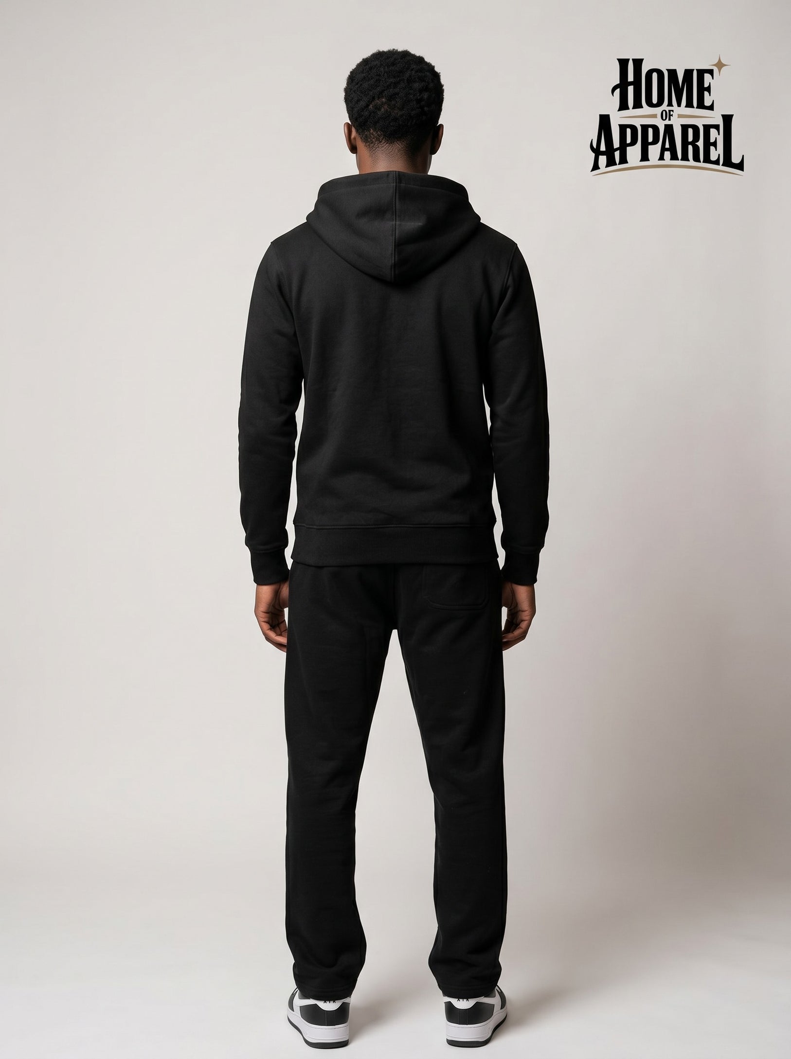 Black Full Zipper Cotton Fleece Sweat suit