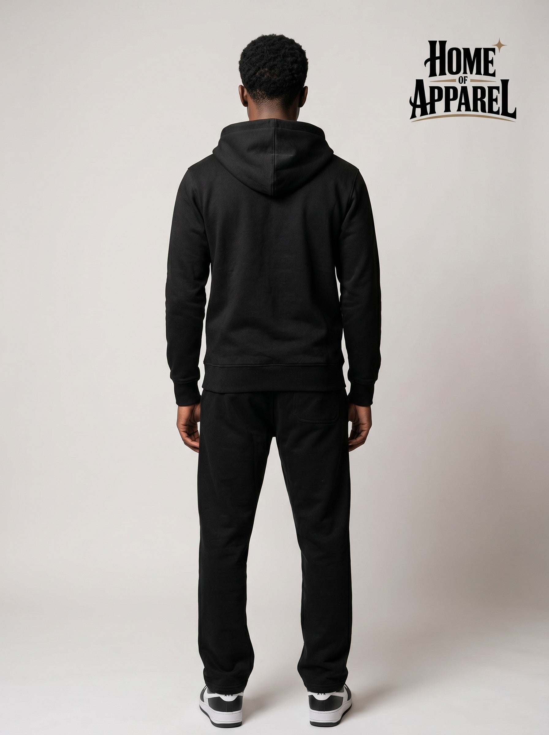 Black Full Zipper Cotton Fleece Sweat suit