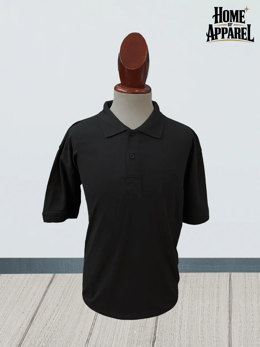 Black Polo shirt ribbed sleeve cuff detail