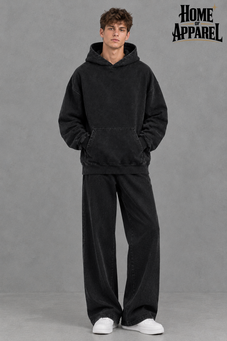 Unisex Vintage Washed Oversized Pullover Hoodie & Sweat Pants Set