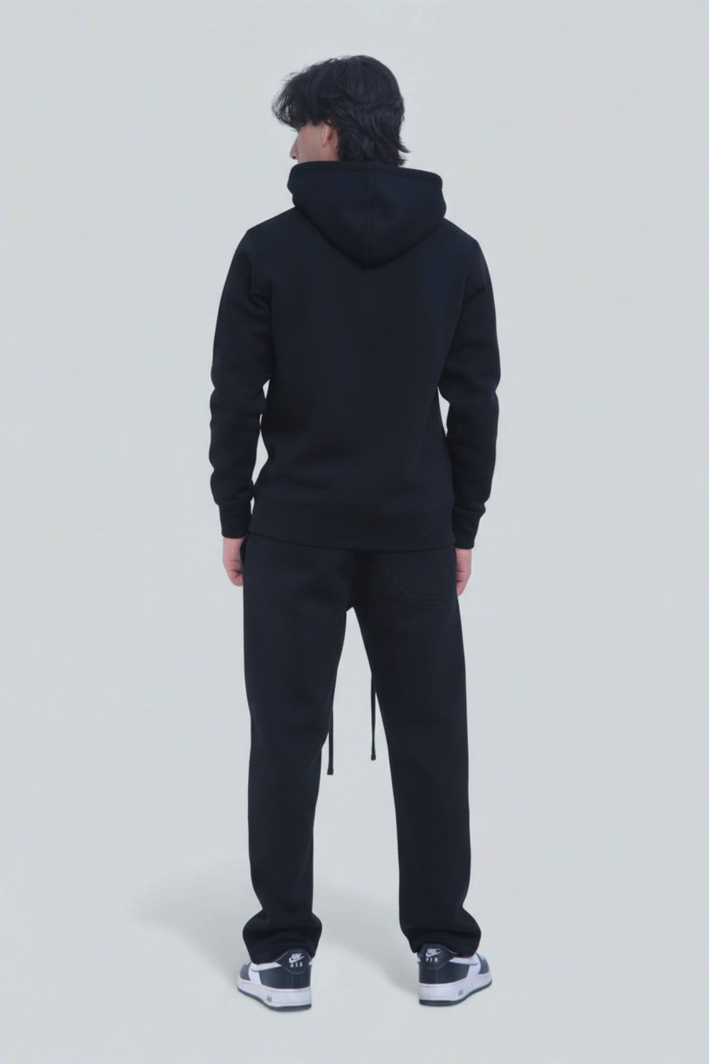 Black Full Zipper Cotton Fleece Sweat suit