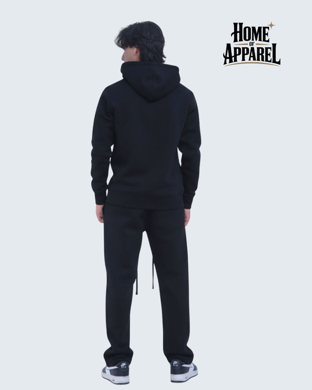 Black Full Zipper Cotton Fleece Sweat suit