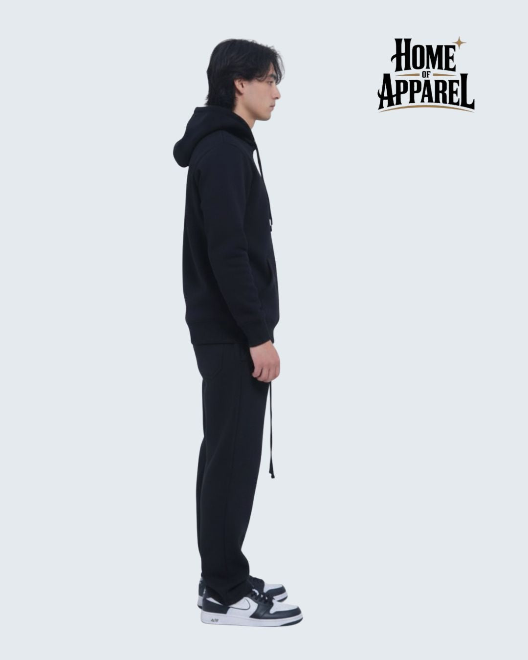 Black Full Zipper Cotton Fleece Sweat suit