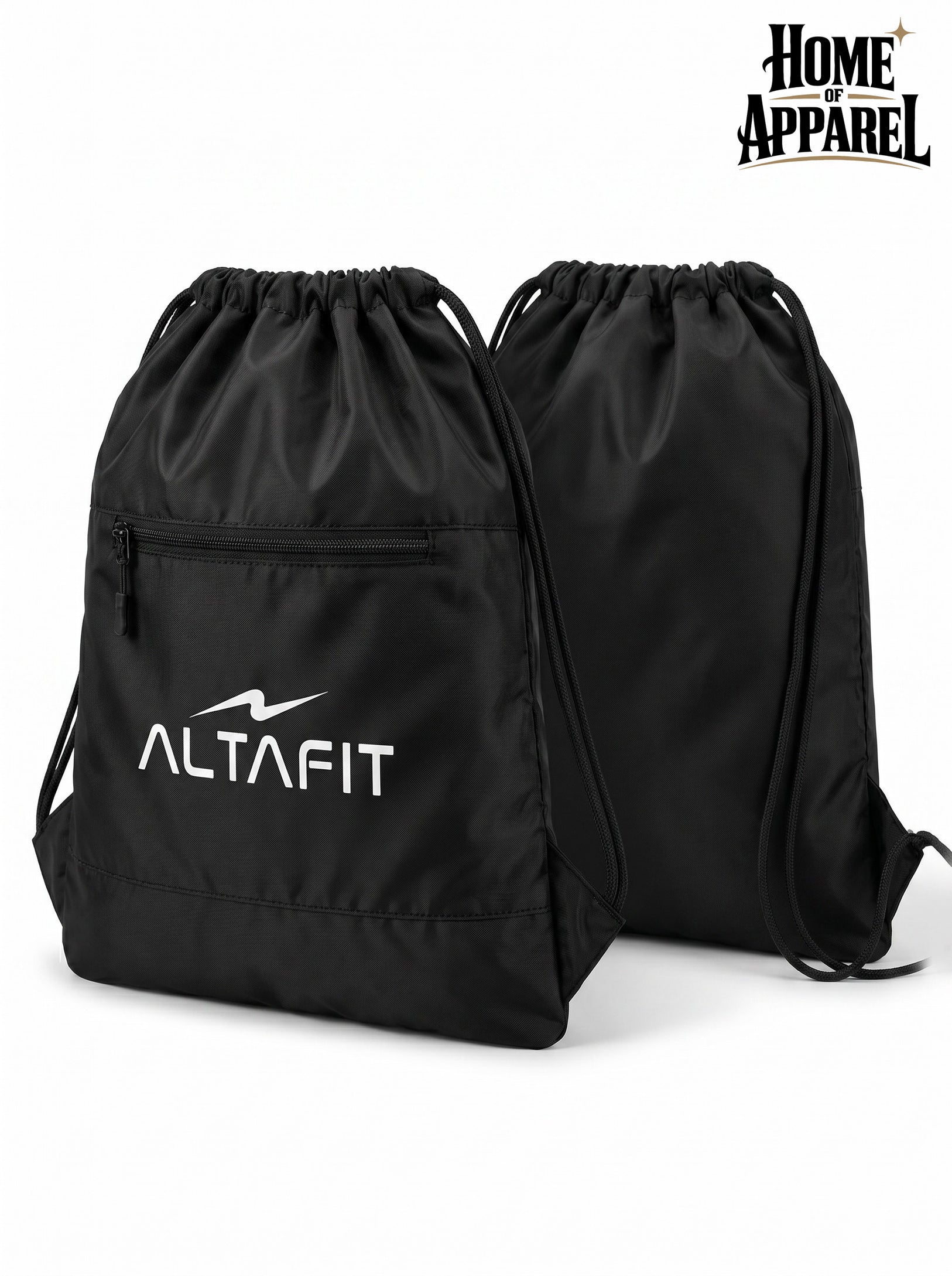 210D Nylon Drawstring Backpack with Zipper Pocket – Durable & Lightweight