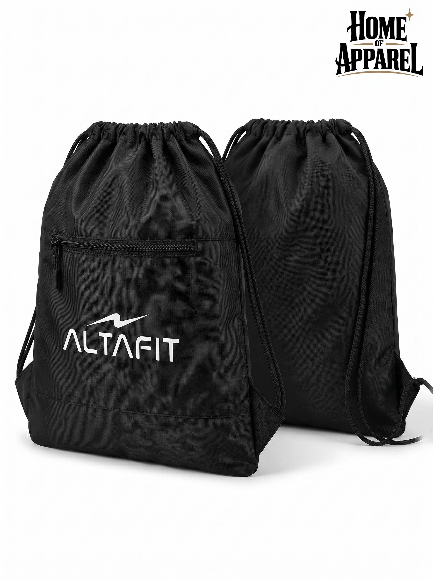 210D Nylon Drawstring Backpack with Zipper Pocket – Durable & Lightweight
