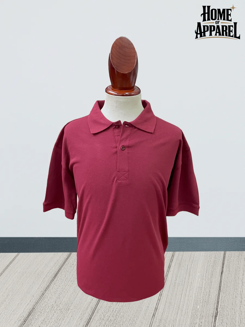 Burgundy Polo shirt taped side slit detail