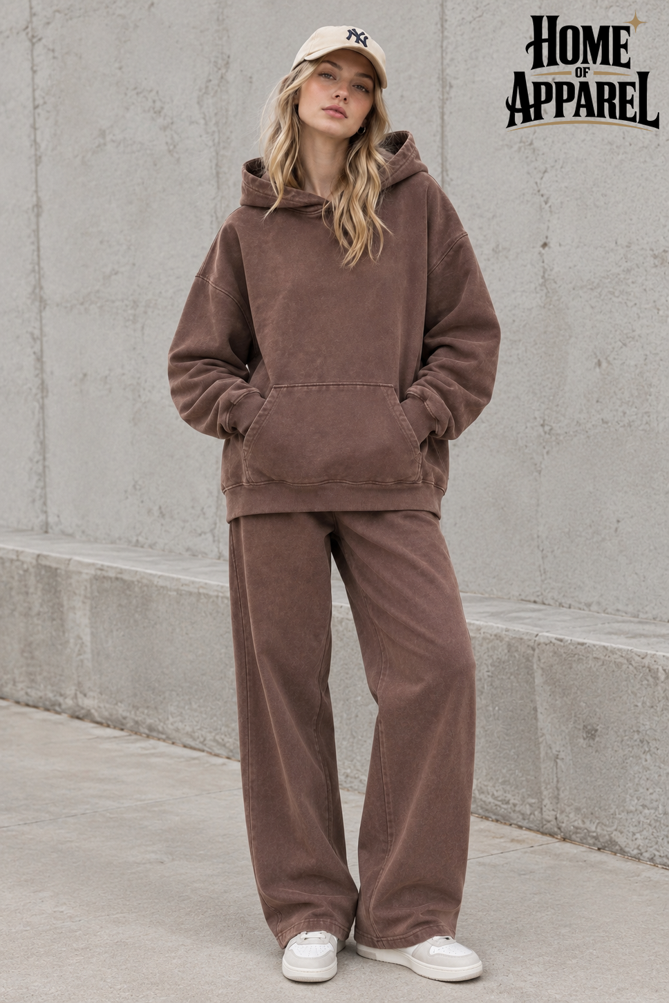 Unisex Vintage Washed Oversized Pullover Hoodie & Sweat Pants Set