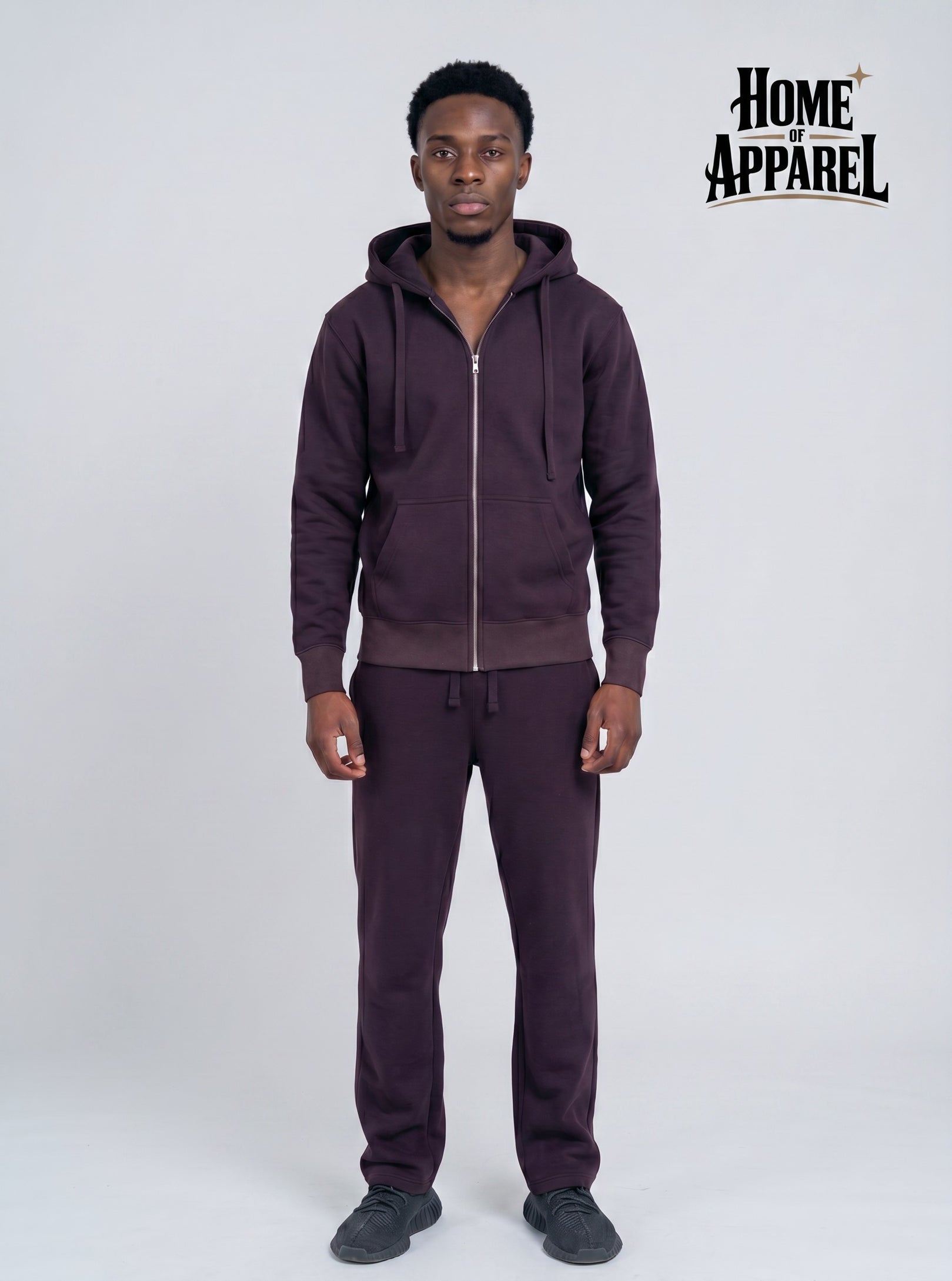 Dark Brown Sweatsuit - Full Zipper Heavy weight Cotton Fleece