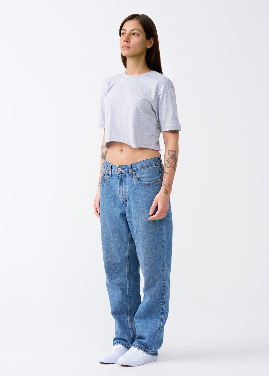 Yellow Combed Cotton Crop Top T-Shirt