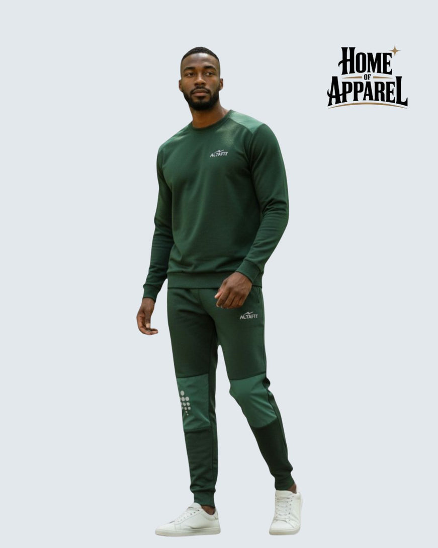 Green Polyester fleece Sweat suit for Men | Men’s Green Sweat Suit