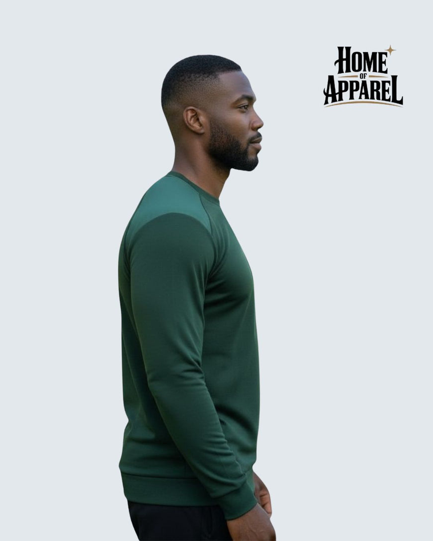 Green Polyester Fleece Sweatshirt for Men | Men’s Green Sweatshirt
