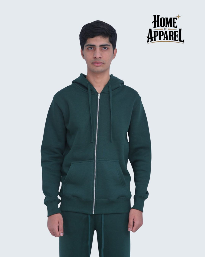 Heavy Weight  Cotton Fleece Zip Up Hoodies