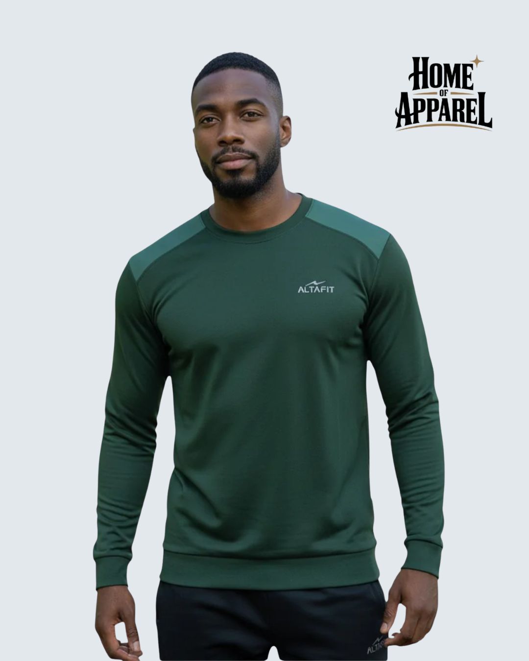 Green Polyester Fleece Sweatshirt for Men | Men’s Green Sweatshirt