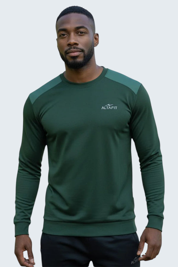 Green Polyester Fleece Sweatshirt for Men | Men’s Green Sweatshirt