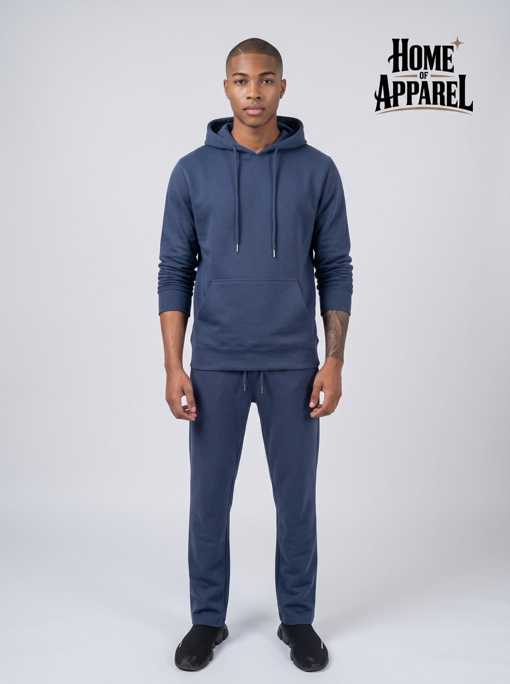 Navy Blue Heavy Weight Cotton Fleece Street Wear Sweatsuit