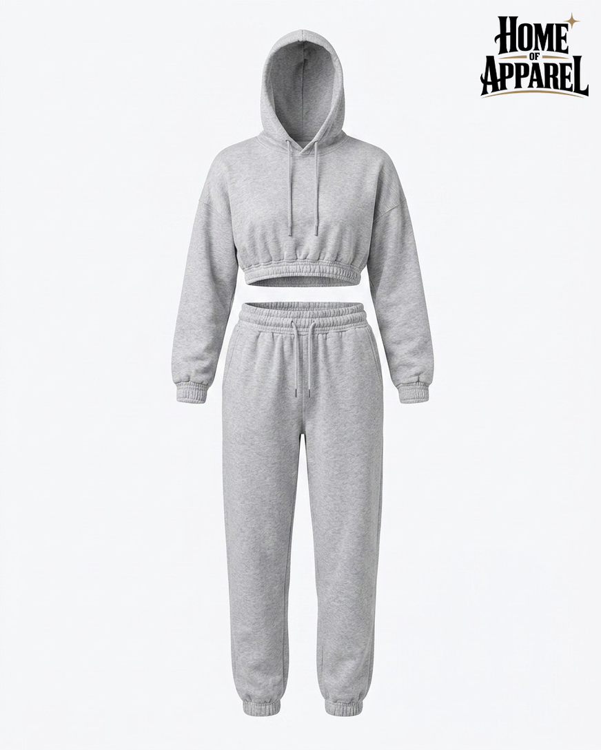 Cropped Fleece Pant Set