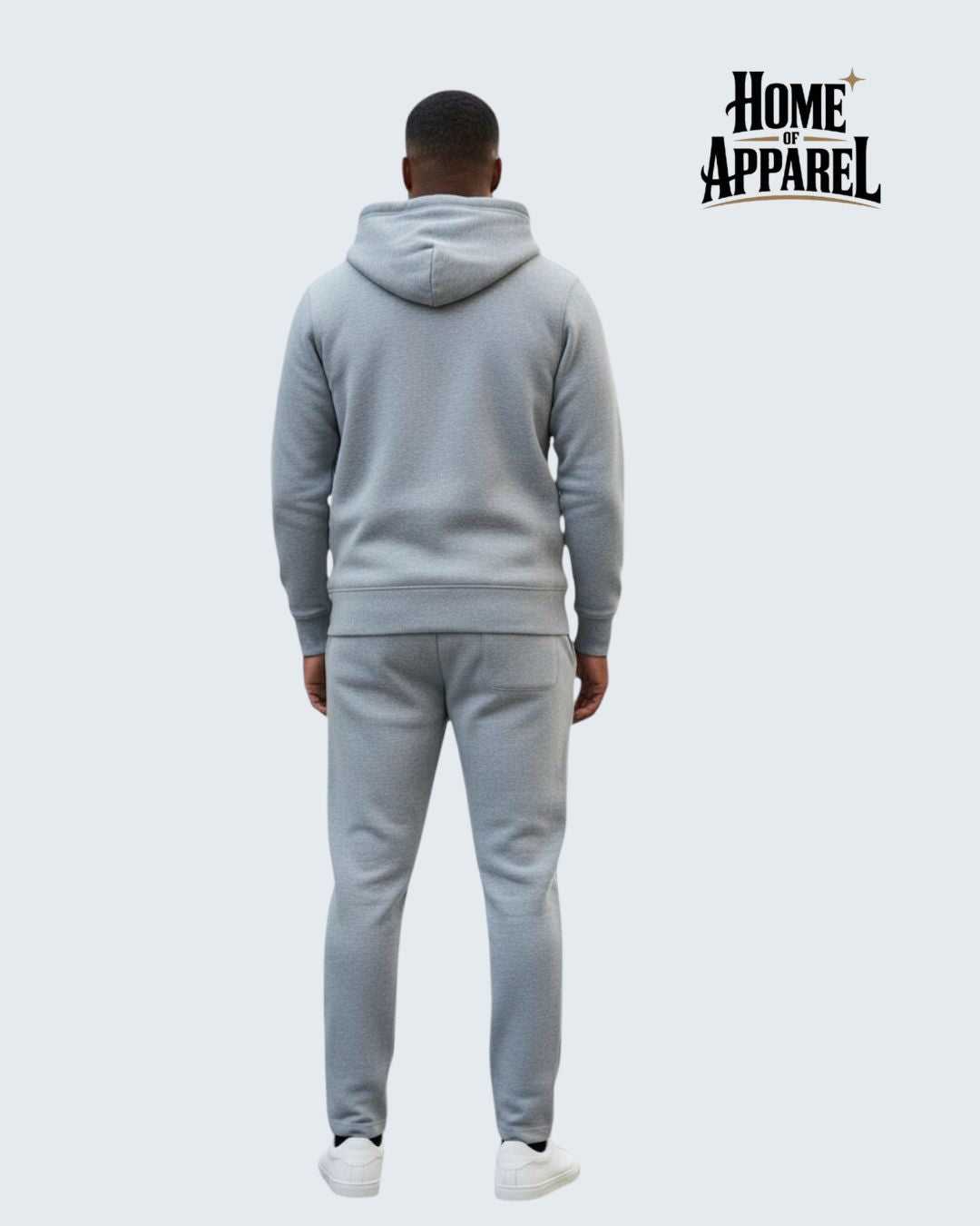 Heather Grey Full Zipper Cotton Fleece Streetwear Sweat Suit