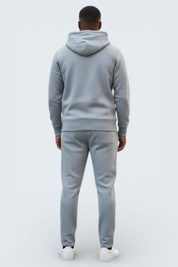 Heather Grey Full Zipper Cotton Fleece Streetwear Sweat Suit