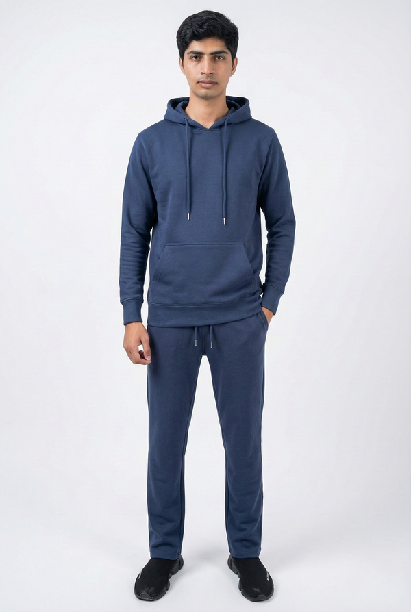 Navy Blue Heavy Weight Cotton Fleece Street Wear Sweatsuit