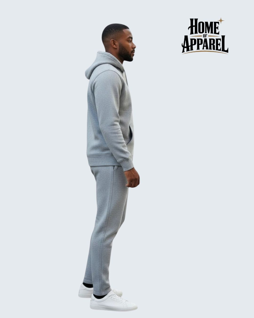 Heather Grey Full Zipper Cotton Fleece Streetwear Sweat Suit