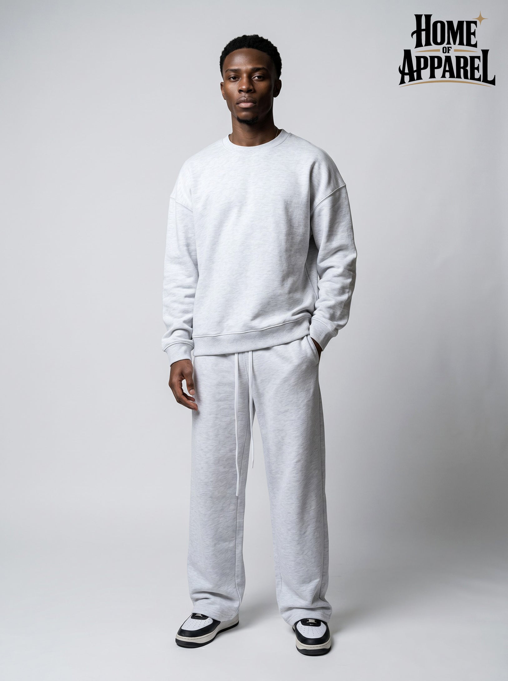 Heather Grey Oversized Cotton Terry Streetwear Sweat Suit