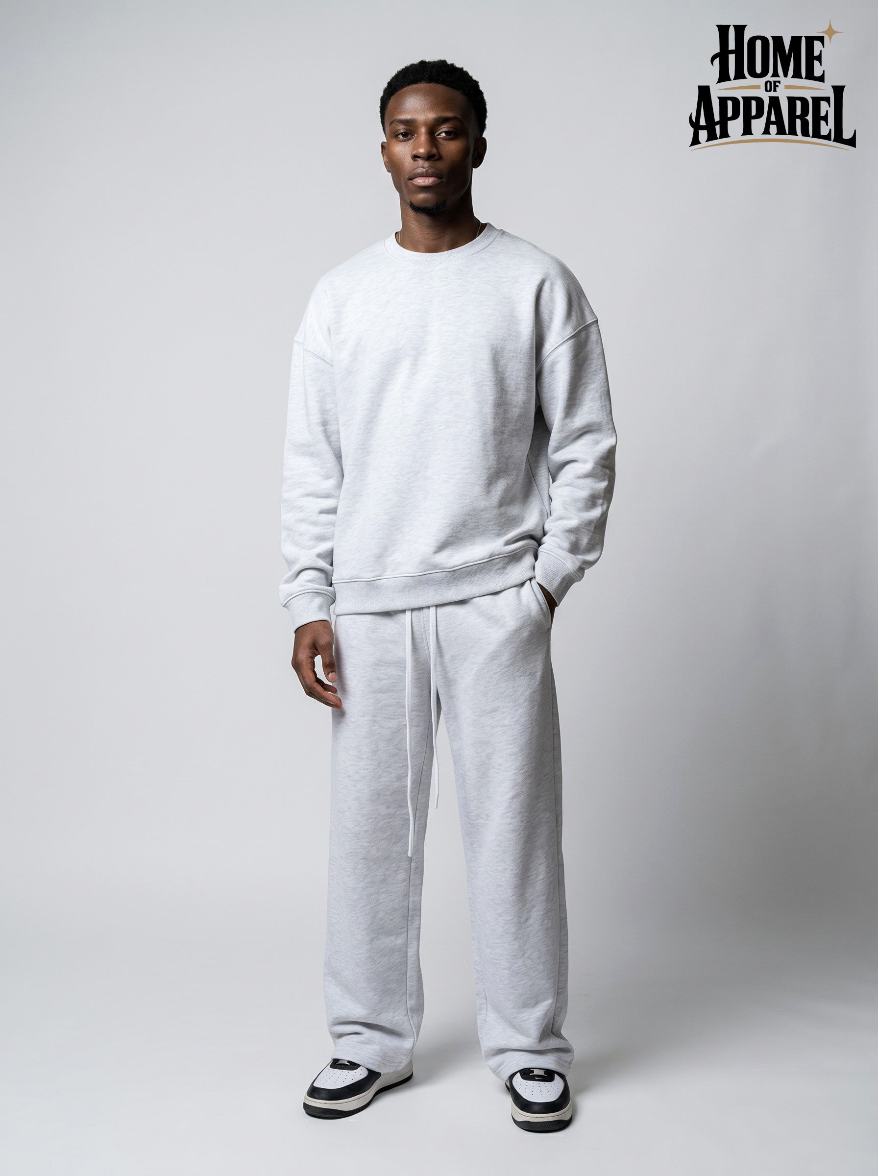 Heather Grey Oversized Cotton Terry Streetwear Sweat Suit