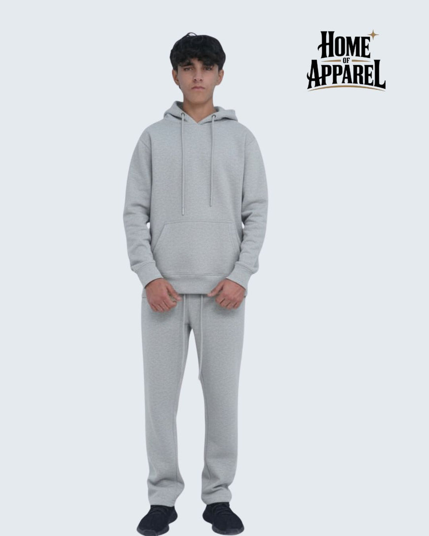 Heather Grey Heavy Weight Cotton Fleece Sweat Suit
