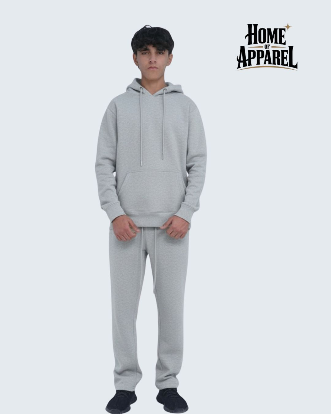 Heather Grey Heavy Weight Cotton Fleece Sweat Suit