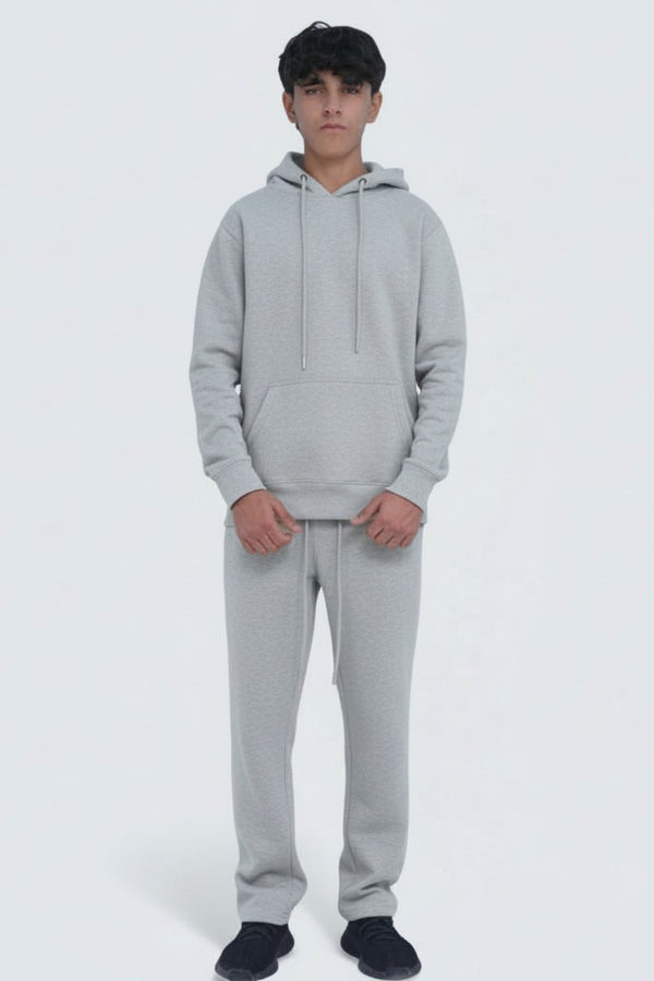 Heather Grey Heavy Weight Cotton Fleece Sweat Suit