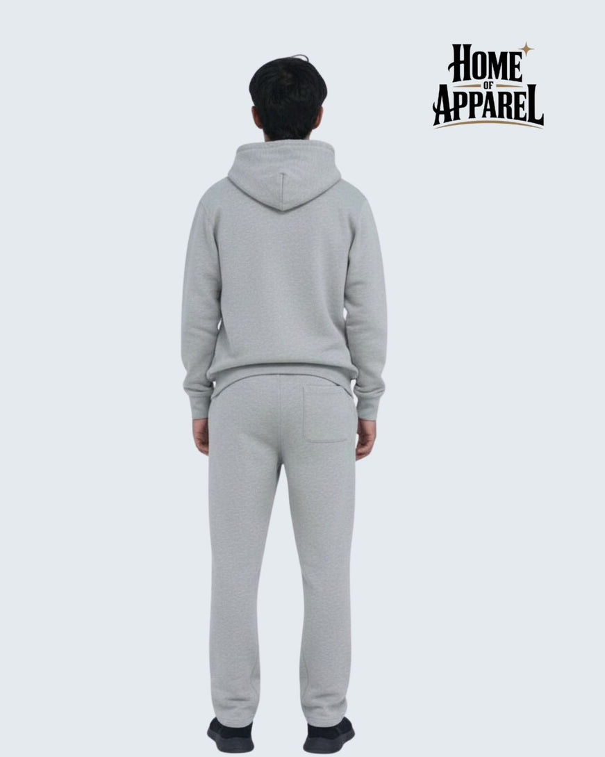 Heather Grey Heavy Weight Cotton Fleece Sweat Suit