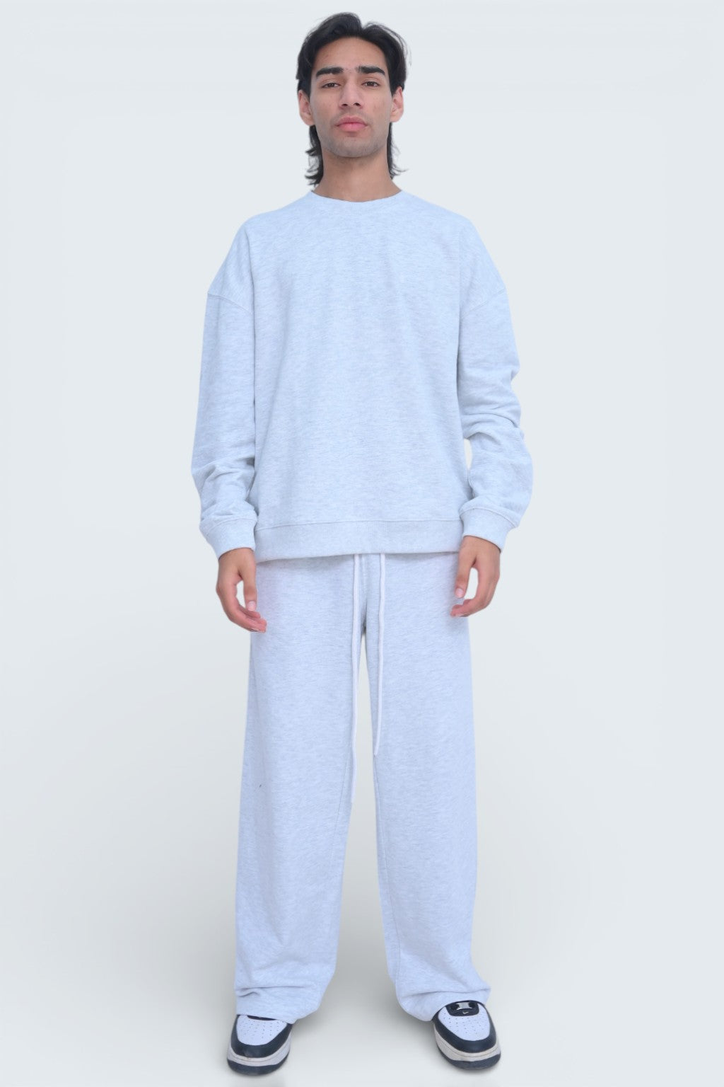 Heather Grey Oversized Cotton Terry Streetwear Sweat Suit