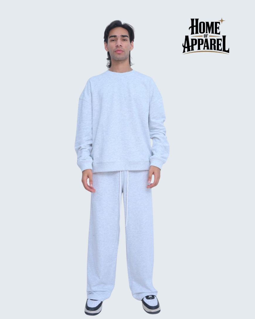 Heather Grey Oversized Cotton Terry Streetwear Sweat Suit