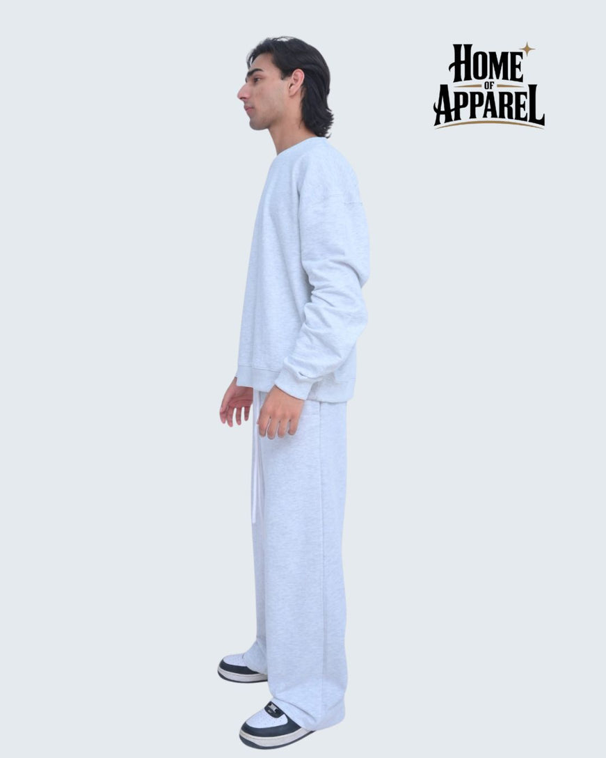 Heather Grey Oversized Cotton Terry Streetwear Sweat Suit