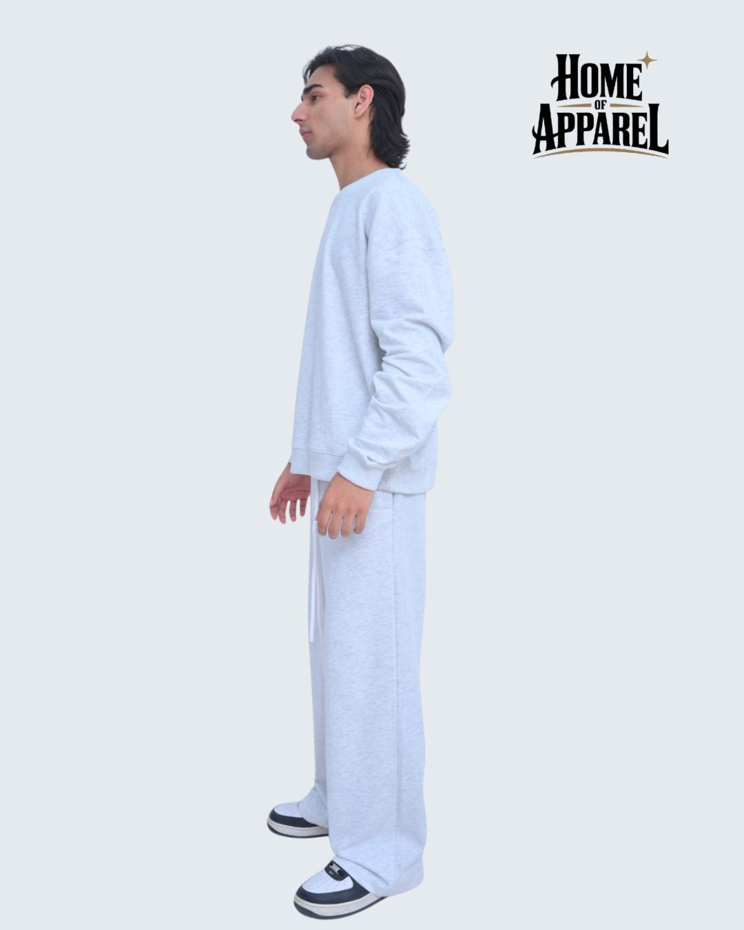 Heather Grey Oversized Cotton Terry Streetwear Sweat Suit