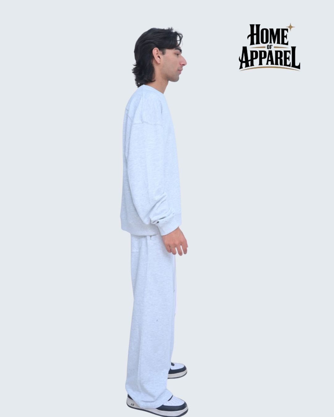 Heather Grey Oversized Cotton Terry Streetwear Sweat Suit