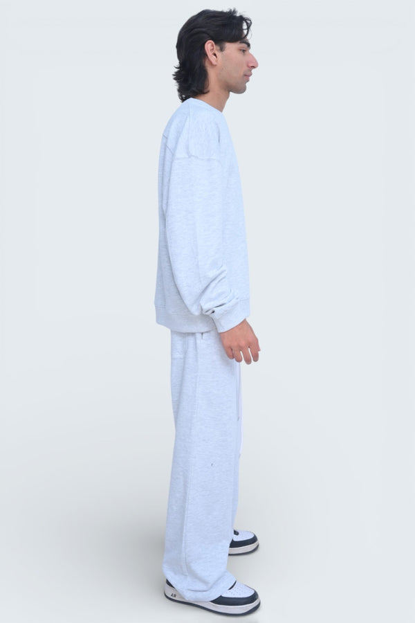 Heather Grey Oversized Cotton Terry Streetwear Sweat Suit